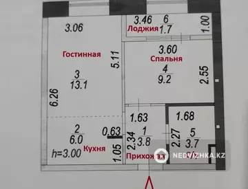 2-комнатная квартира, этаж 9 из 10, 40 м²