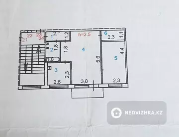 2-комнатная квартира, этаж 3 из 3, 43 м²