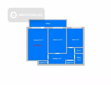 1-комнатная квартира, этаж 9 из 9, 51 м²