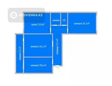 3-комнатная квартира, этаж 4 из 10, 72 м²
