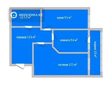 2-комнатная квартира, этаж 5 из 6, 56 м²