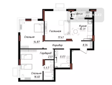 3-комнатная квартира, этаж 8 из 18, 81 м²