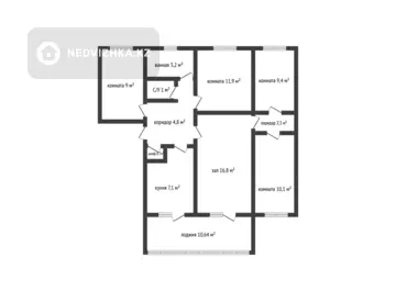5-комнатная квартира, этаж 2 из 3, 80 м²