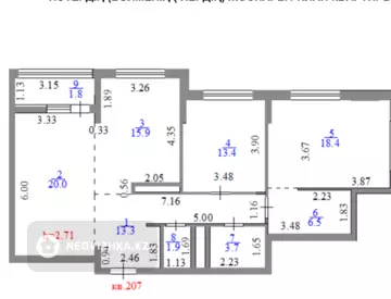 3-комнатная квартира, этаж 13 из 19, 95 м²