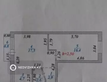 2-комнатная квартира, этаж 5 из 5, 45 м²