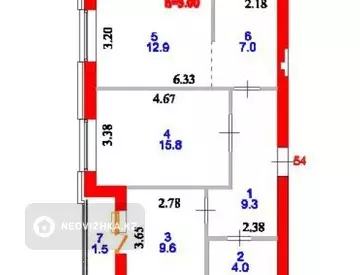 1-комнатная квартира, этаж 1 из 9, 60 м²