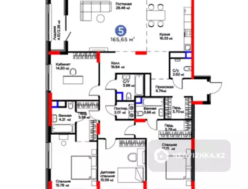 5-комнатная квартира, этаж 3 из 9, 166 м²