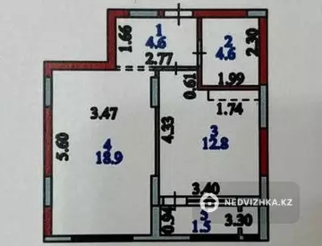 1-комнатная квартира, этаж 3 из 16, 42 м²