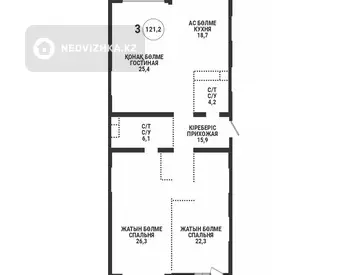 3-комнатная квартира, этаж 16 из 17, 121 м²