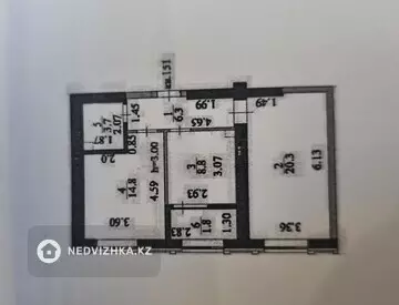 2-комнатная квартира, этаж 3 из 9, 55 м²