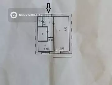 1-комнатная квартира, этаж 5 из 5, 32 м²