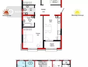 3-комнатная квартира, этаж 3 из 9, 87 м²