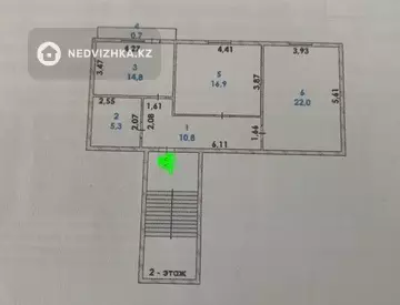 2-комнатная квартира, этаж 2 из 2, 70 м²