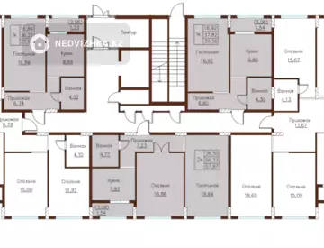 2-комнатная квартира, этаж 4 из 7, 57 м²