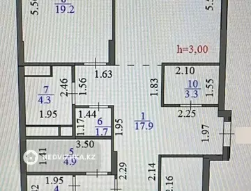 3-комнатная квартира, этаж 3 из 9, 110 м²