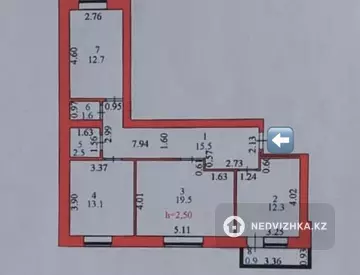 3-комнатная квартира, этаж 8 из 8, 85 м²