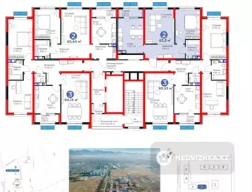 2-комнатная квартира, этаж 3 из 12, 63 м²