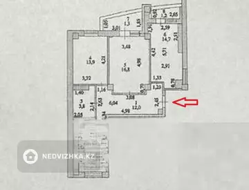 3-комнатная квартира, этаж 4 из 18, 87 м²