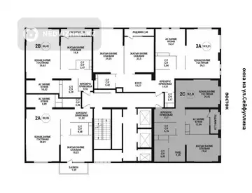 2-комнатная квартира, этаж 14 из 15, 93 м²
