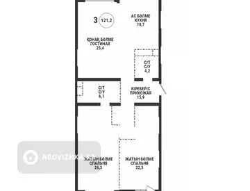 3-комнатная квартира, этаж 16 из 17, 121 м²