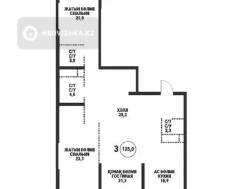 3-комнатная квартира, этаж 12 из 16, 125 м²