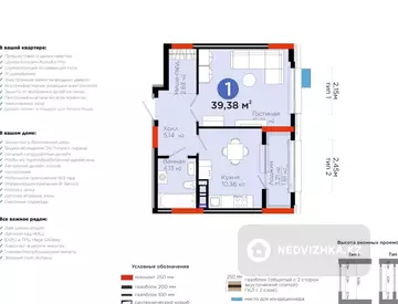 1-комнатная квартира, этаж 3 из 9, 39 м²