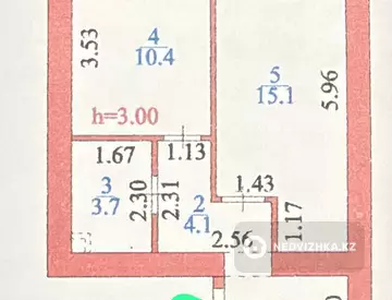 1-комнатная квартира, этаж 10 из 12, 42 м²