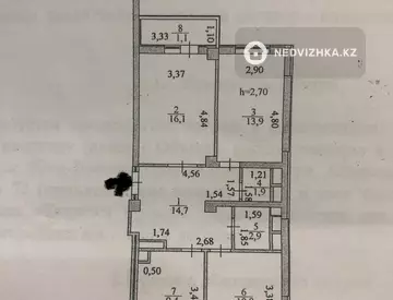 3-комнатная квартира, этаж 13 из 14, 72 м²