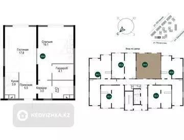 2-комнатная квартира, этаж 14 из 16, 60 м²