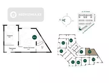 2-комнатная квартира, этаж 12 из 13, 56 м²