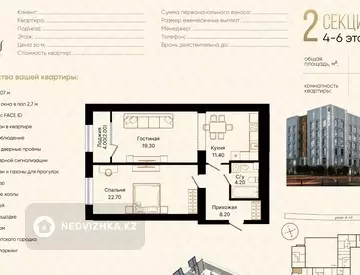 2-комнатная квартира, этаж 4 из 6, 68 м²