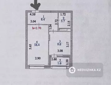 1-комнатная квартира, этаж 9 из 9, 40 м²