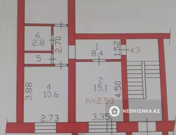 2-комнатная квартира, этаж 1 из 5, 54 м²