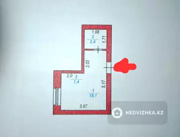 1-комнатная квартира, этаж 5 из 5, 20 м²
