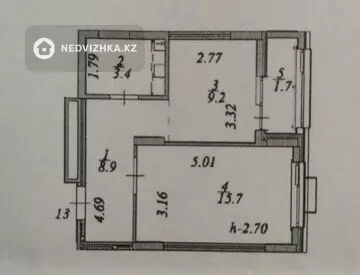 1-комнатная квартира, этаж 3 из 9, 39 м²