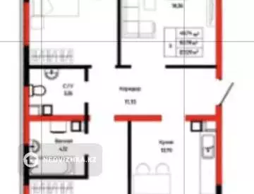 3-комнатная квартира, этаж 4 из 9, 87 м²