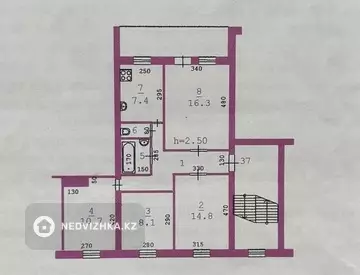 4-комнатная квартира, этаж 3 из 5, 71 м²