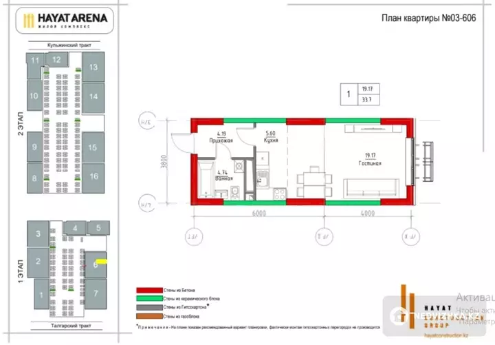33.7 м², 1-комнатная квартира, этаж 6 из 9, 34 м², изображение - 1