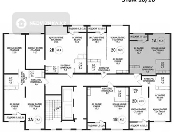1-комнатная квартира, этаж 10 из 16, 42 м²