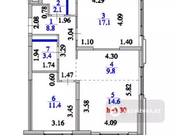 3-комнатная квартира, этаж 22 из 22, 68 м²