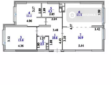 3-комнатная квартира, этаж 3 из 17, 76 м²