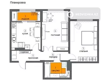 2-комнатная квартира, этаж 14 из 16, 67 м², На длительный срок