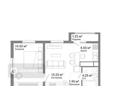 2-комнатная квартира, этаж 7 из 9, 45 м²