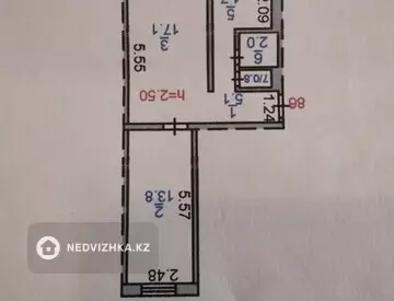 2-комнатная квартира, этаж 4 из 5, 44 м²