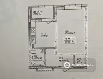 1-комнатная квартира, этаж 17 из 21, 46 м²