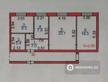 3-комнатная квартира, этаж 6 из 9, 68 м²