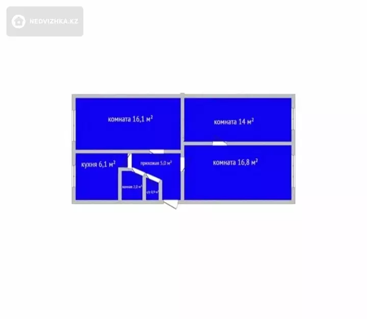 60.9 м², 3-комнатная квартира, этаж 1 из 5, 61 м², изображение - 1
