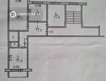 3-комнатная квартира, этаж 4 из 6, 65 м²