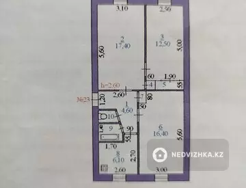 3-комнатная квартира, этаж 1 из 5, 62 м²