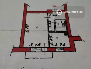1-комнатная квартира, этаж 4 из 6, 33 м²